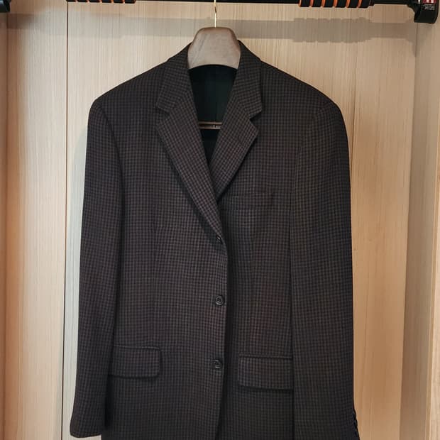 브라운 하운드투스 체크 3버튼 울자켓 XL