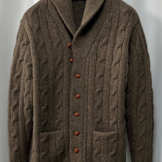 폴로 랄프로렌 브라운 도네갈 퓨어버진울 피셔맨 울 가디건 자켓