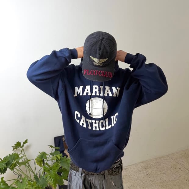 90's 러셀 후드티 네이비 