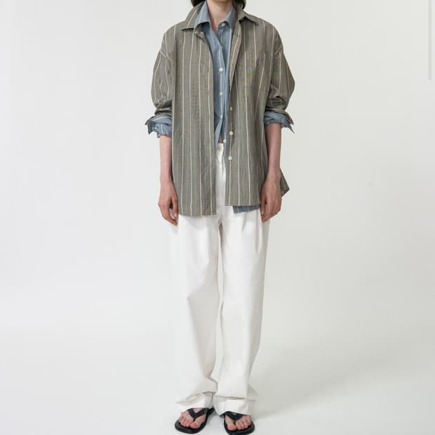낫띵리튼 Moss stripe loose fit shirt 차콜