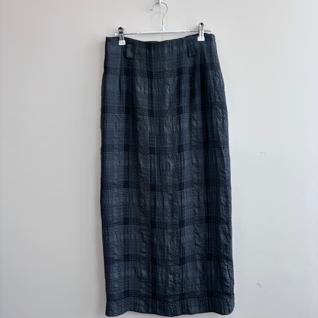 pinore 체크 지지미 롱 스커트