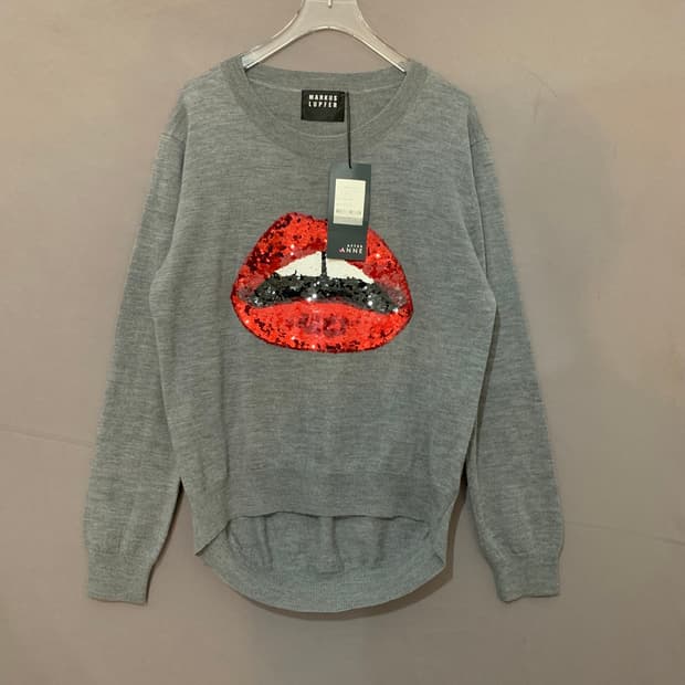 새상품 XS 마커스루퍼 레드립 스팽글 오버핏 니트