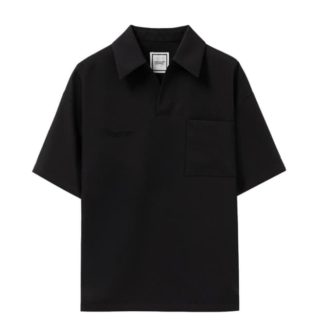 우영미25SS 블랙 오픈 폴로 티셔츠 m