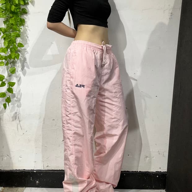 휠라 딸기우유 핑크 트랙 와이드 트레이닝 팬츠 L