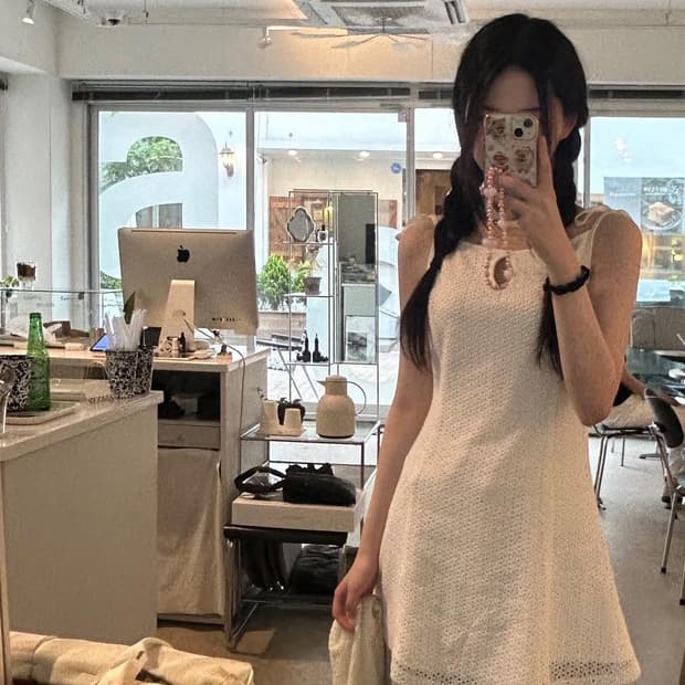 택o새제품) 아이토브서울 레이스 플레어 원피스 아이보리 s 채수아착용