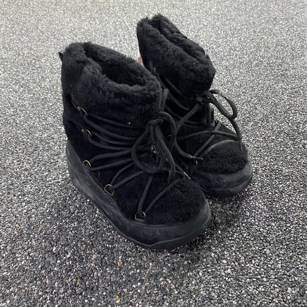 빈티지 블랙 양털 미들부츠 B3576