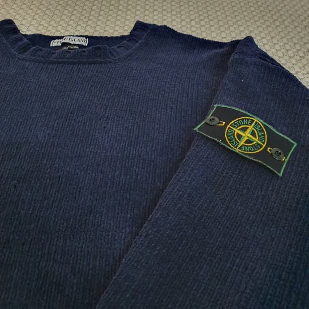 1996 스톤 아일랜드 그린 엣지 와펜 배지 코튼 니트