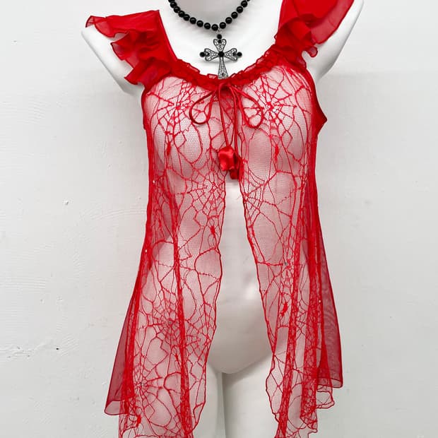 레드 그런지 프릴 슬립