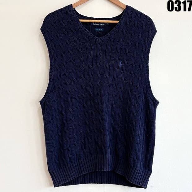 폴로 랄프로렌 정품 케이블 니트 베스트 XL 