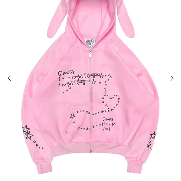 MALFUNCTION BUNNY ZIP HOODIE BABY PINK
