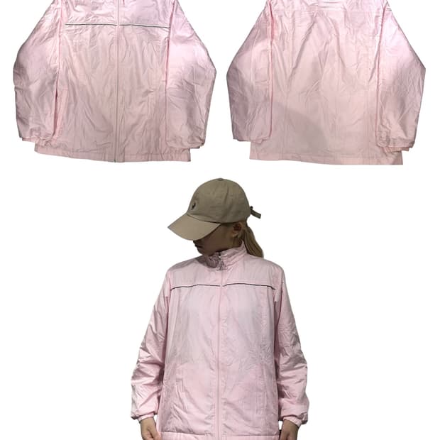 엘레쎄 핑크 오버핏 바람막이 자켓 M
