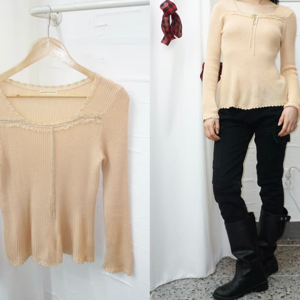 blossom lace rib knit