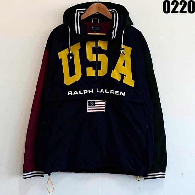 폴로 랄프로렌 USA 빅로고 성조기 아노락 M 0220 