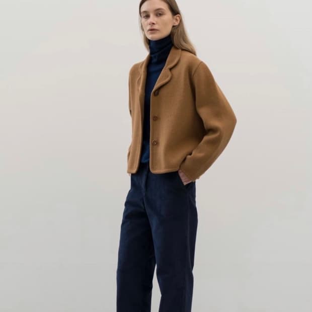 문달 클래식 카라 니트 자켓