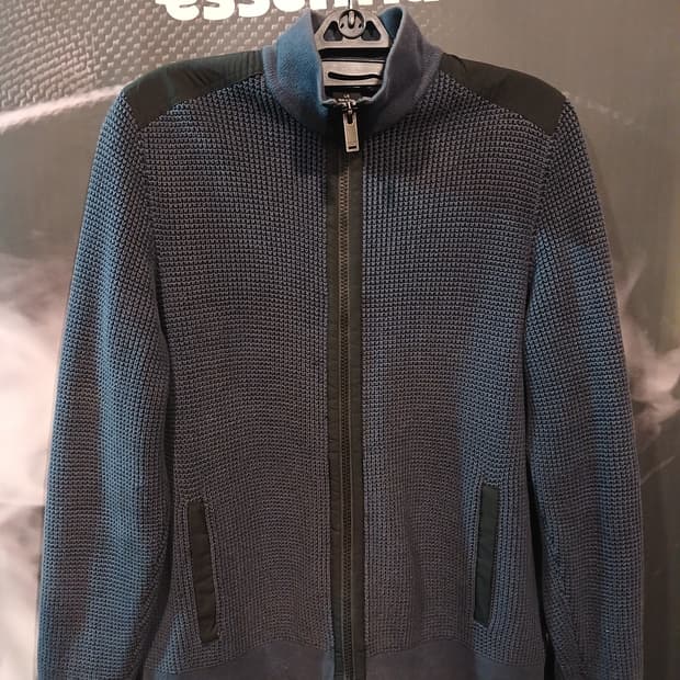 캘빈클라인 루즈 미니멀 와플 니트집업