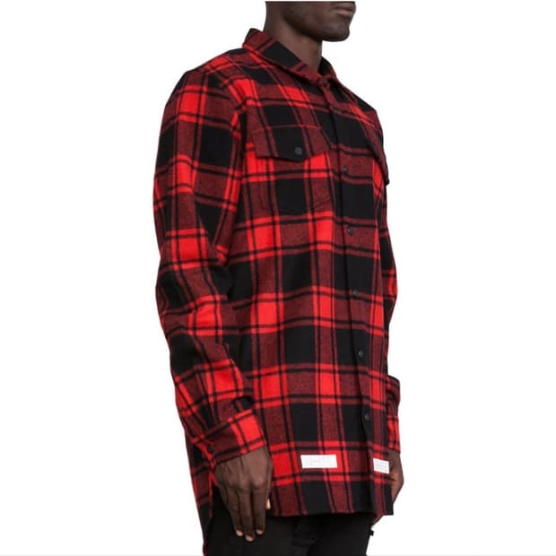 [100]오프화이트 13브러쉬 플란넬 체크 셔츠