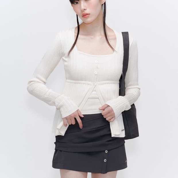 미세키서울 리브드 니트 가디건