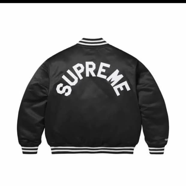 슈프림 미첼&네스 사틴자켓M 블랙