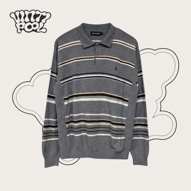 빈폴 00's 100% 울 니트 카라 100 L 그레이 드라이크리닝완