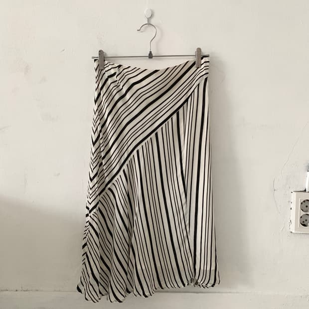 Black & White Stripe Midi Skirt