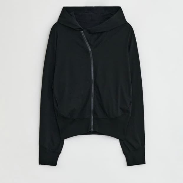 EE 커브드 후드집업 L 블랙