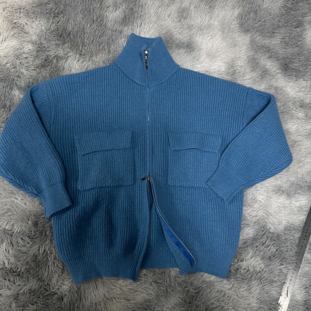 투웨이 여성 블루 집업니트 M사이즈