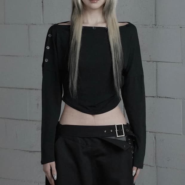 에트오소메 슬리브 Shoulder Button Long Sleeve