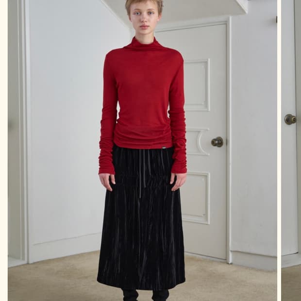 시메트릭 퍼센트 벨벳 셔링 스커트