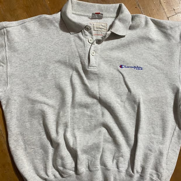 챔피온 폴로 라이트그레이 카라 스웨트셔츠 L