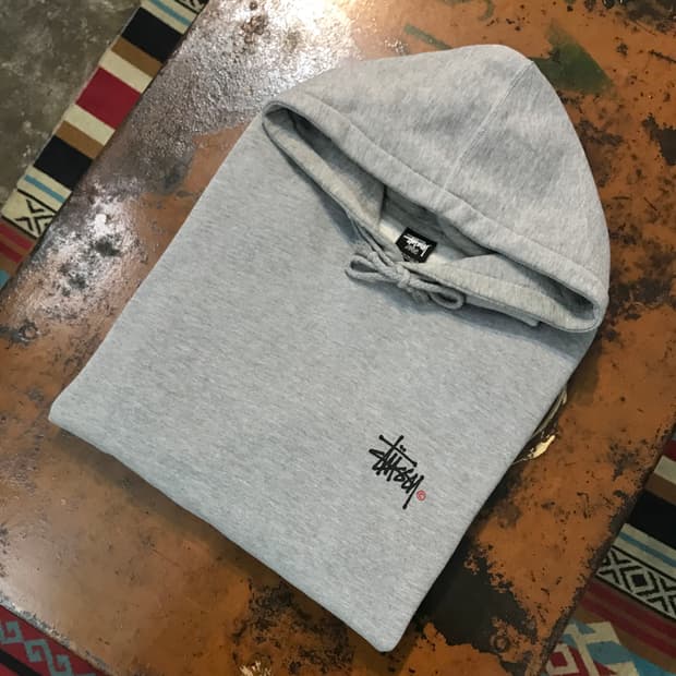 스투시 그레이 시그니처 프린팅 기모 후디 남성 105 사이즈