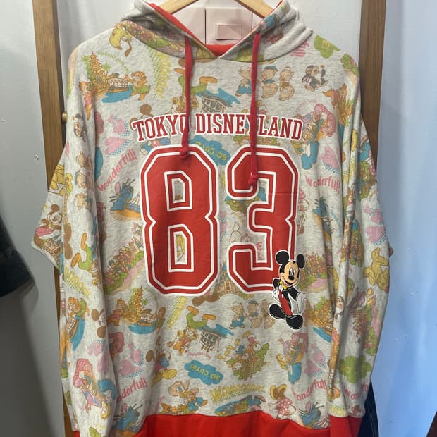 도쿄 디즈니랜드 정품 올오버 프린팅 후드티 (M)