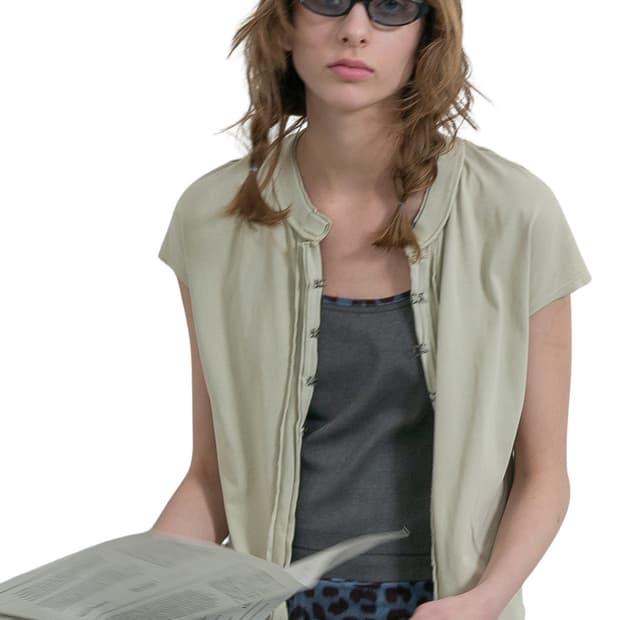 [F]퍼버즈 26ss Front Lock 슬리스브리스 티/베이지