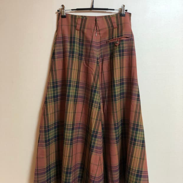 빈티지 체크 롱스커트