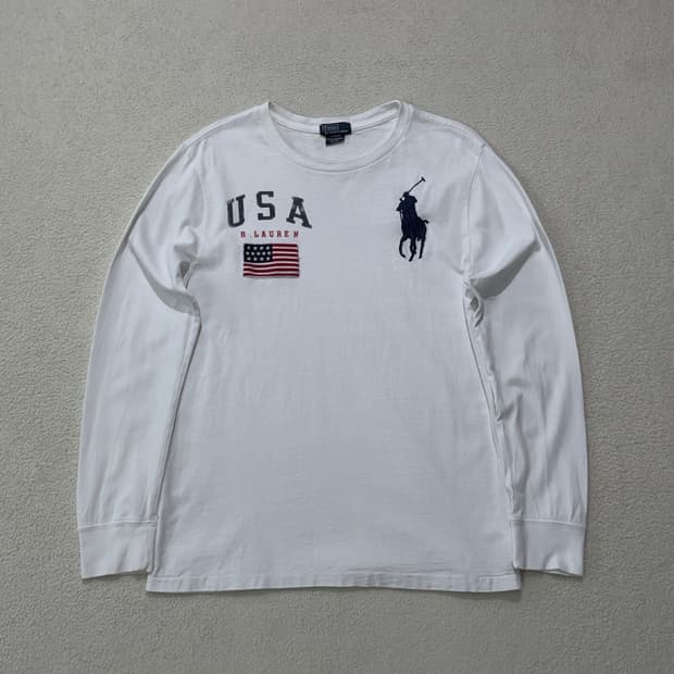 폴로 치프키프 빅포니 USA 화이트 롱슬리브 긴팔 티셔츠 95