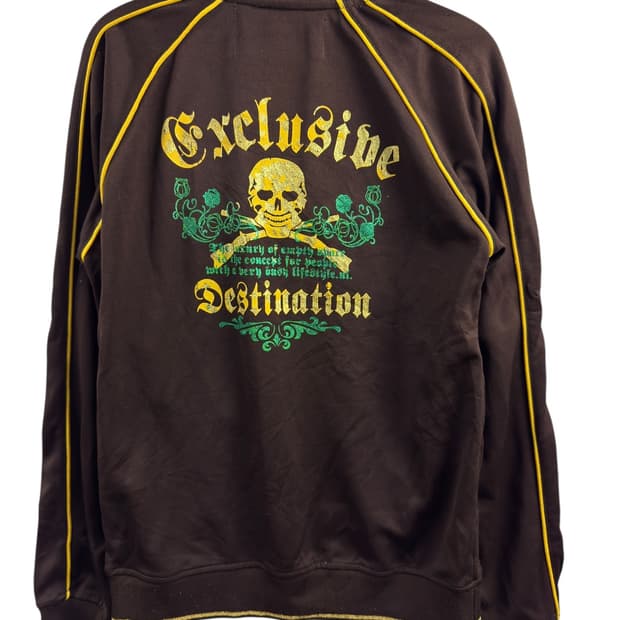 JPN 펑크 Y2K 브라운 스컬 프린팅져지1547