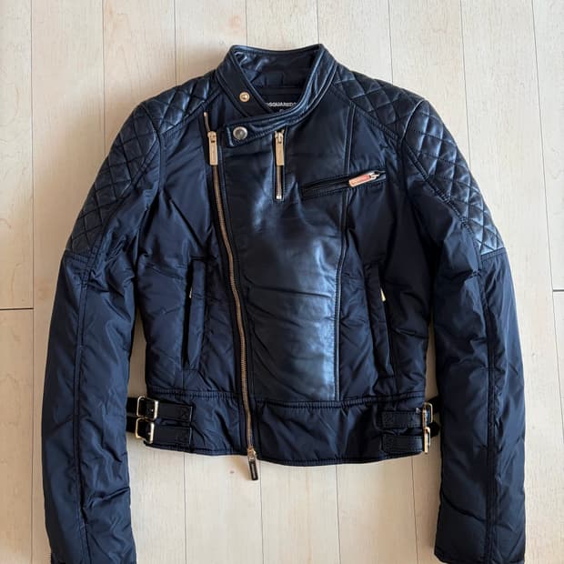 디스퀘어드 레더 바이커자켓 40