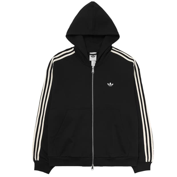 아디다스 삼선 풀집 후드 블랙 크림 화이트 