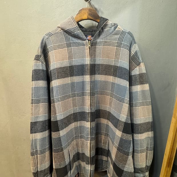 Dickies Outer 체크 후드 경량 패딩
