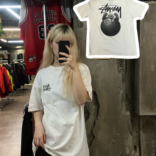 스투시 반팔 화이트 L  #csz1913 