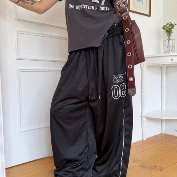 미스테리어스호텔 PATCH MESH PANTS [BLACK]