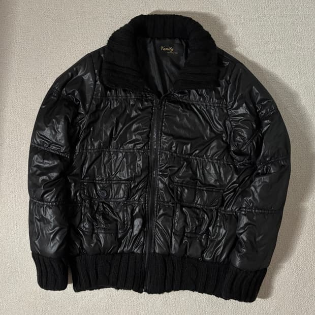 일본빈티지 y2k vanity 블랙 니트포인트 경량패딩