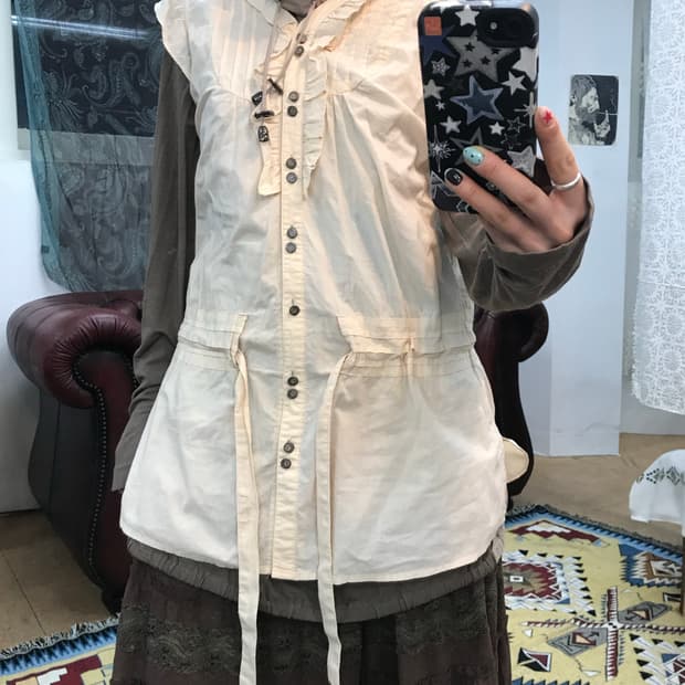 PAIGEYNN 여성 버튼 디테일 민소매 롱 베스트 