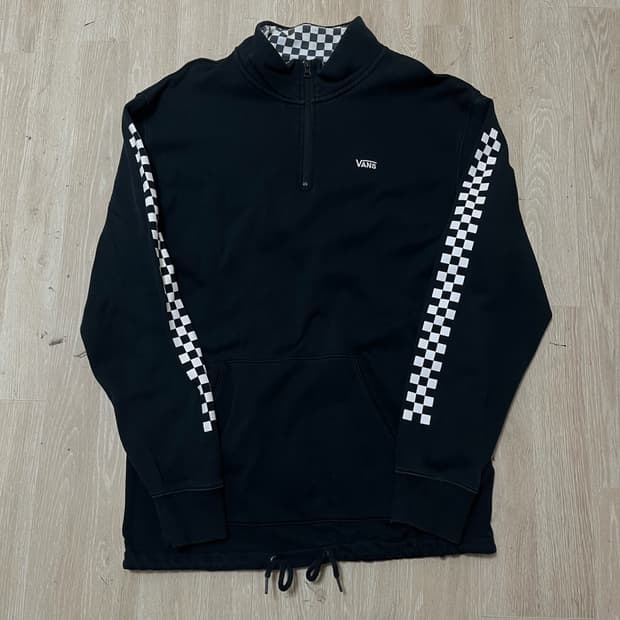 반스 체커보드 사이드라인 하프집업 맨투맨 [블랙] L/100