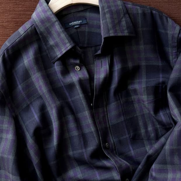 120's super high gauge wool check shirt