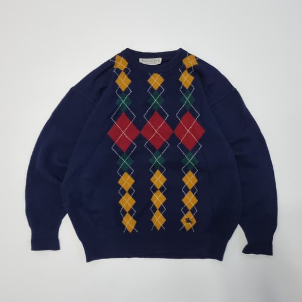버버리 아가일 울 니트 