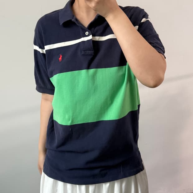 [M] 폴로 스트라이프 반팔 카라티