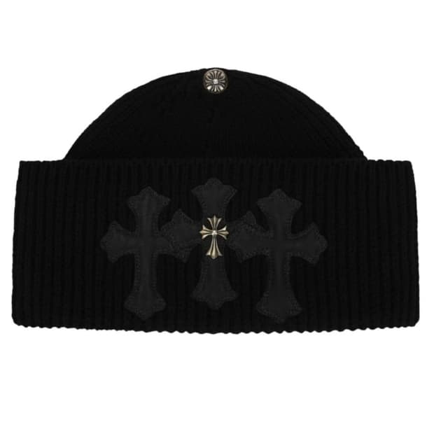 (구매글) 크롬하츠 트리플 레더 패치 비니 블랙