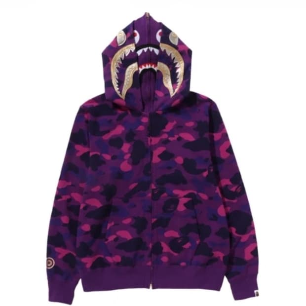 베이프 더블 샤크 후드집업 로얄퍼플 L