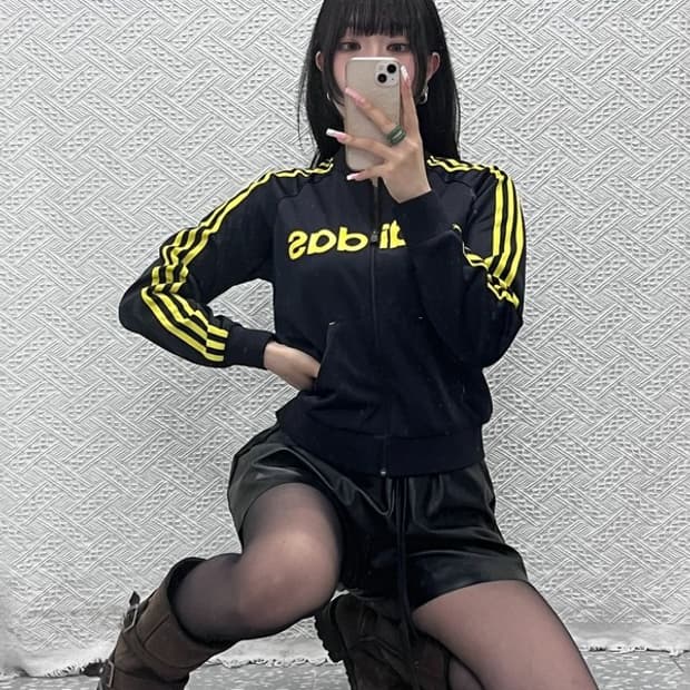 아디다스 Y2K 올드스쿨 레트로 빅로고 져지 집업 90 C12411