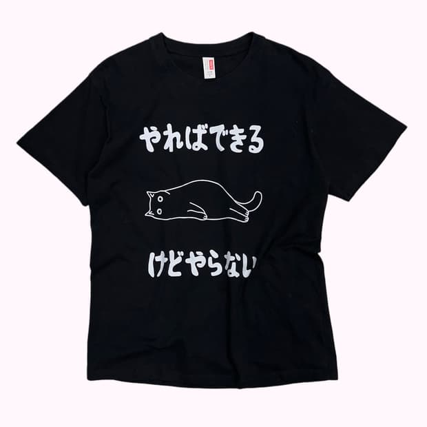japanese cat printing t-shirt